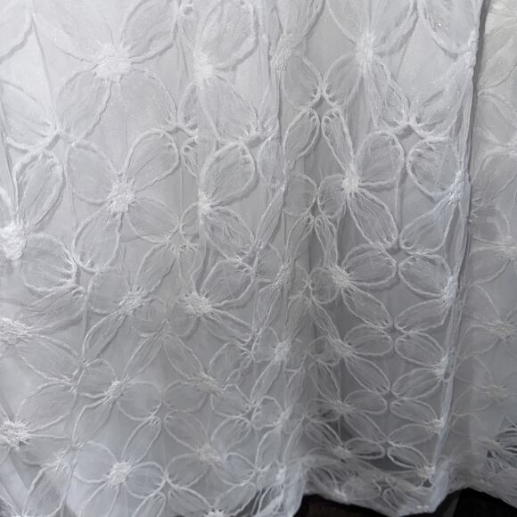 Elegant Lulus Babydoll Midi Ivory Tulle Dress Floral NEW w/Tag Size Large - Picture 4 of 8